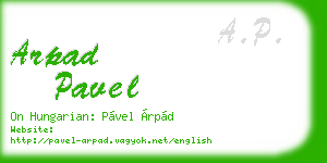 arpad pavel business card